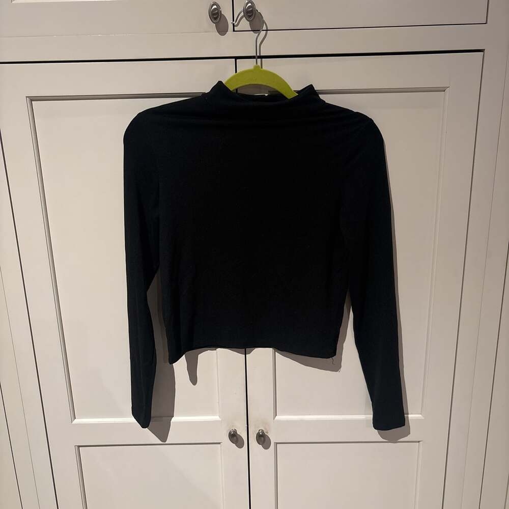 Olivia Rae Black Long Sleeve Mock-neck Cropped Top